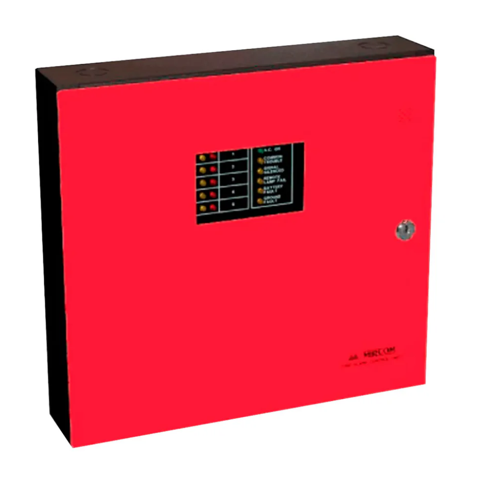 MIRCOM FA-106R PANEL DE ALARMA CONTRA INCENDIO CONVENCIONAL DE 6 ZONAS, 24V, 2 HILOS