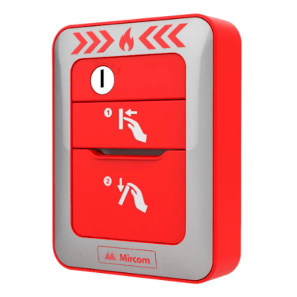 MIRCOM MPS-810U ESTACIÓN MANUAL DE ALARMA CONVENCIONAL DOBLE ACCIÓN CON LLAVE