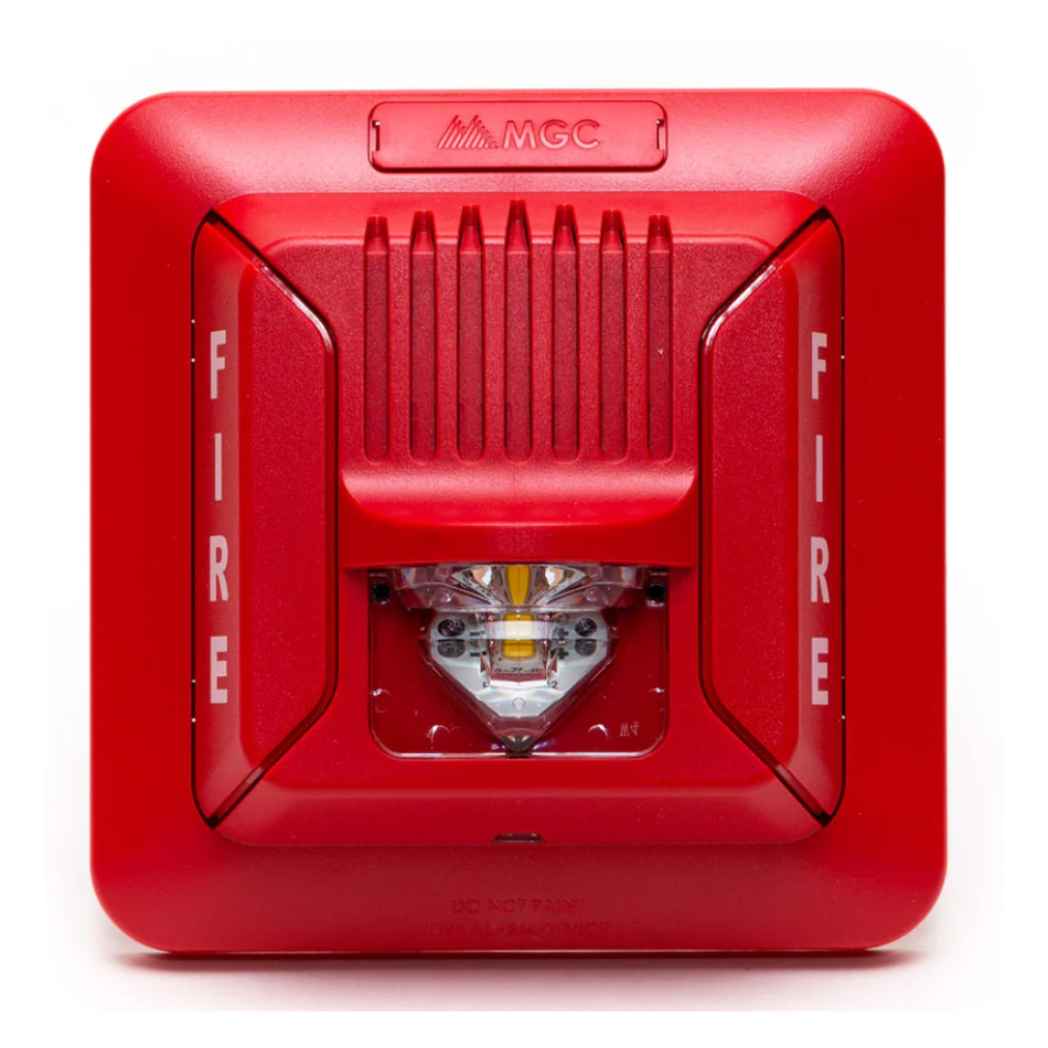 MIRCOM FHS-400-RR SIRENA CON LUZ ESTROBO LED 24V, MONTAJE EN PARED COLOR ROJO