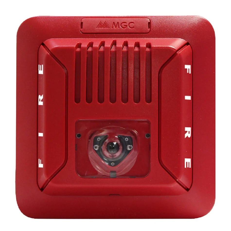 MIRCOM FHS-400C-RR SIRENA CON LUZ ESTROBO LED 24 V PARA TECHO, COLOR ROJO