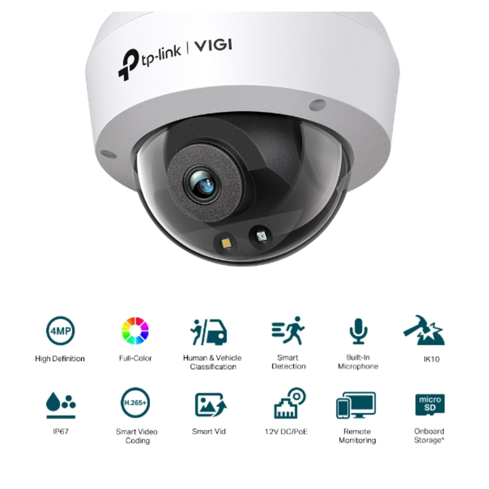 TP-LINK VIGI C240(2.8MM) CÁMARA DOMO IP 4MP 2K CON VISIÓN FULL COLOR E IR HASTA 30 M
