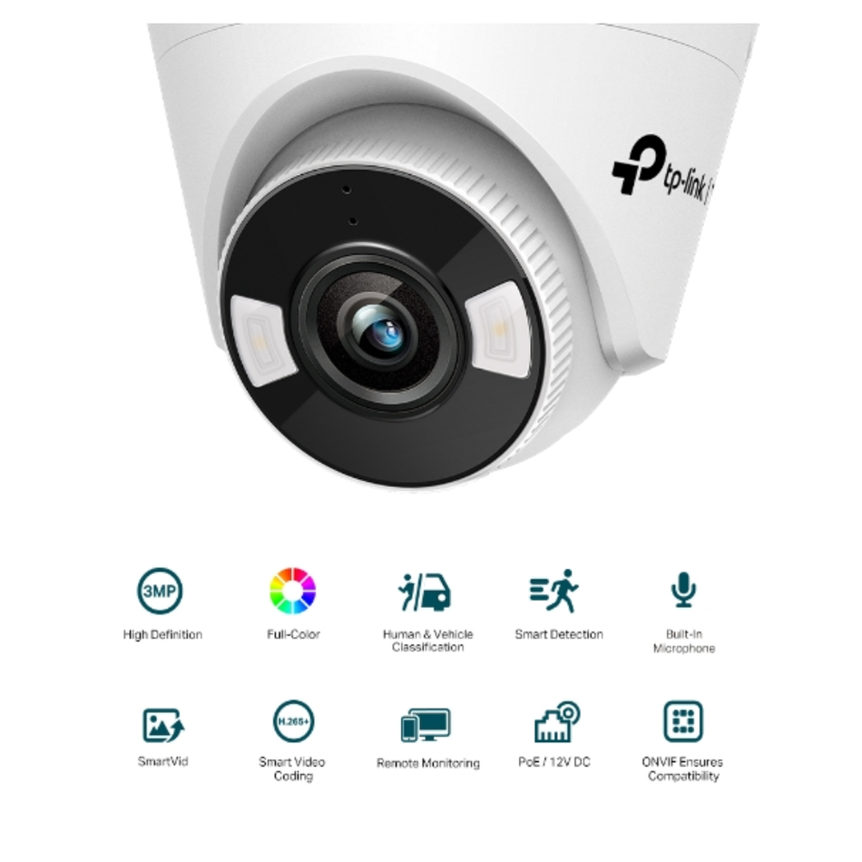 TP-LINK  VIGI C430(2.8MM) CÁMARA TURRET IP 3MP CON VISIÓN FULL COLOR E IR HASTA 30M