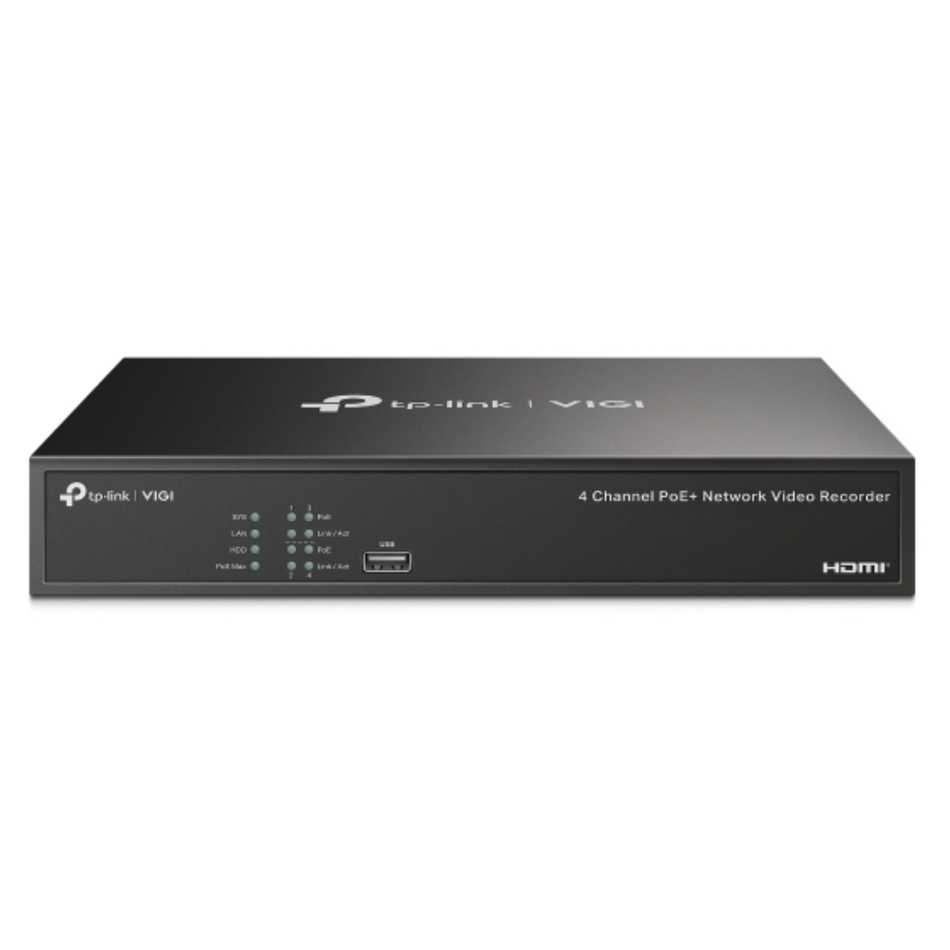 TP-LINK VIGI NVR1004H-4P-2TB GRABADOR DE VIDEO NVR POE+ DE 4 CANALES 4K Y 2TB HDD
