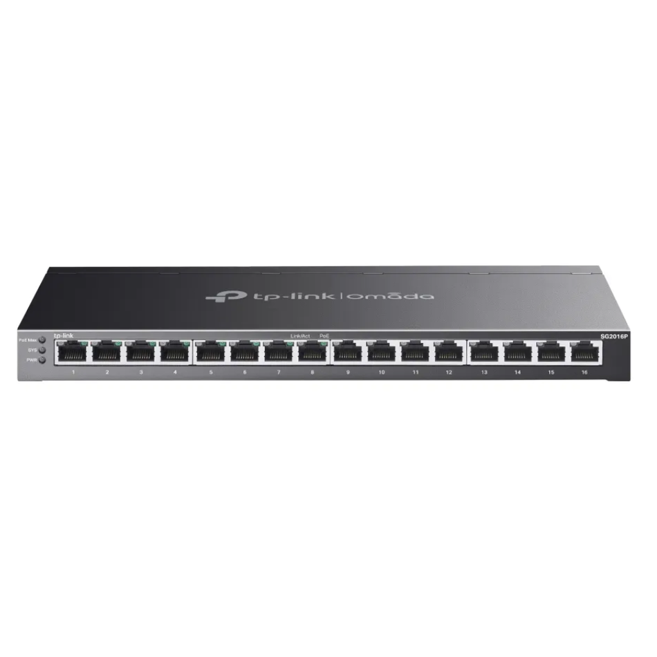 TP-LINK OMADA SG2016P  SWITCH ADMINISTRABLE DE 16 PUERTOS GIGABIT CON 8 PUERTOS POE+, 120W
