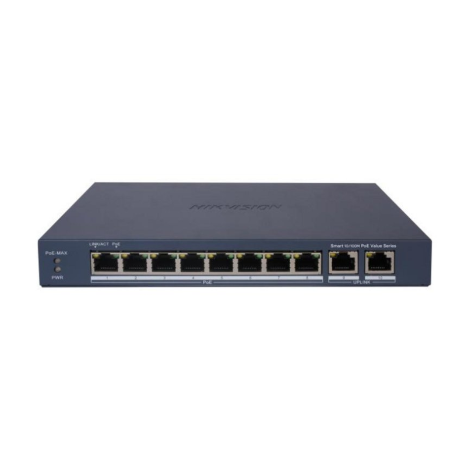 SWITCH POE HIKVISION DS-3E1310P-EI/M 8 PUERTOS POE 100MPS 2 PUERTOS RJ45