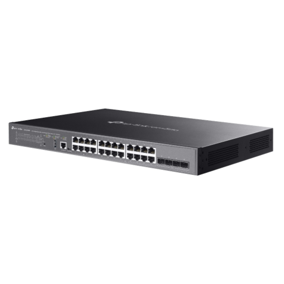 TP-LINK SG5428XMPP SWITCH OMADA GESTIONABLE DE 24 PUERTOS GIGABIT STACKABLE LITE L3 POE++ SWITCH CON 4 SLOTS × 10G
