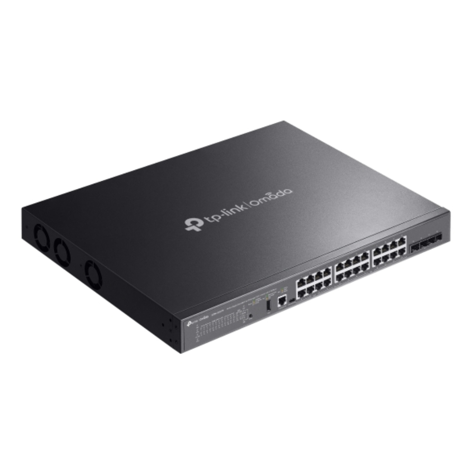 TP-LINK SG5428XMPP SWITCH OMADA GESTIONABLE DE 24 PUERTOS GIGABIT STACKABLE LITE L3 POE++ SWITCH CON 4 SLOTS × 10G