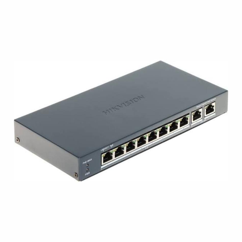 HIKVISION DS-3E1510P-EI SWITCH SMART ADMINISTRABLE POE 8 PUERTOS GIGABIT +2UPLINK WATCHDOG 110W