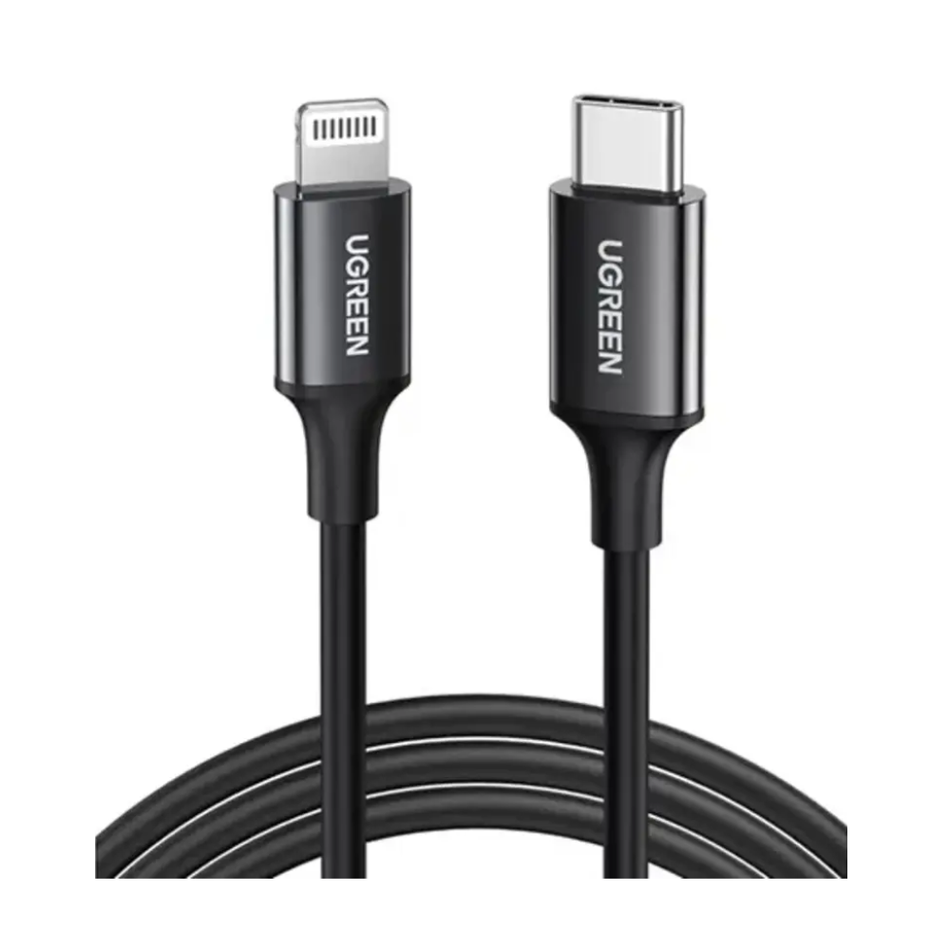 UGREEN 60751 - US171 - CABLE USB-C A LIGHTNING M/M - CARCASA ABS NIQUELADA - 1 MT - NEGRO