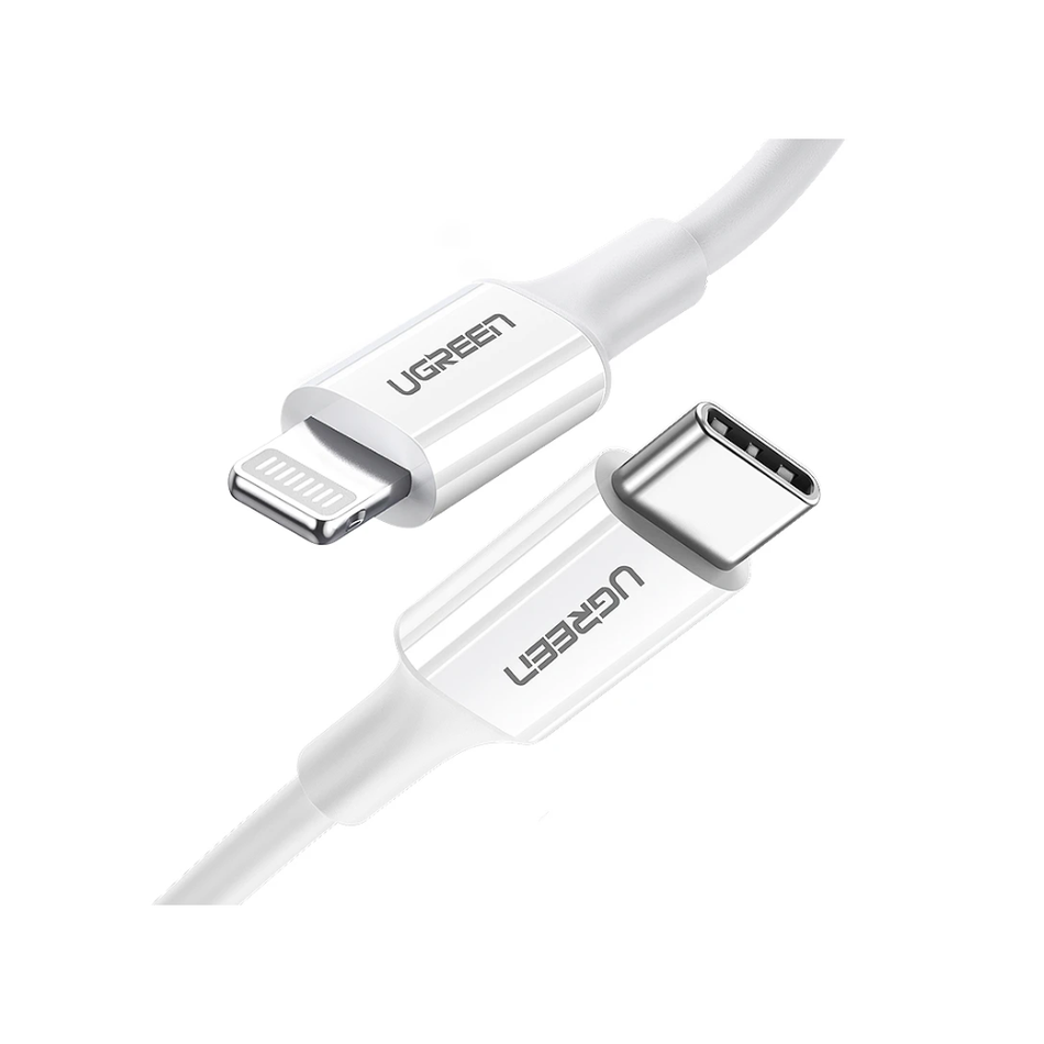 UGREEN 10493 - US171 - CABLE USB-C A LIGHTNING - PD - CARGA RÁPIDA - 3A MAX - BLANCO