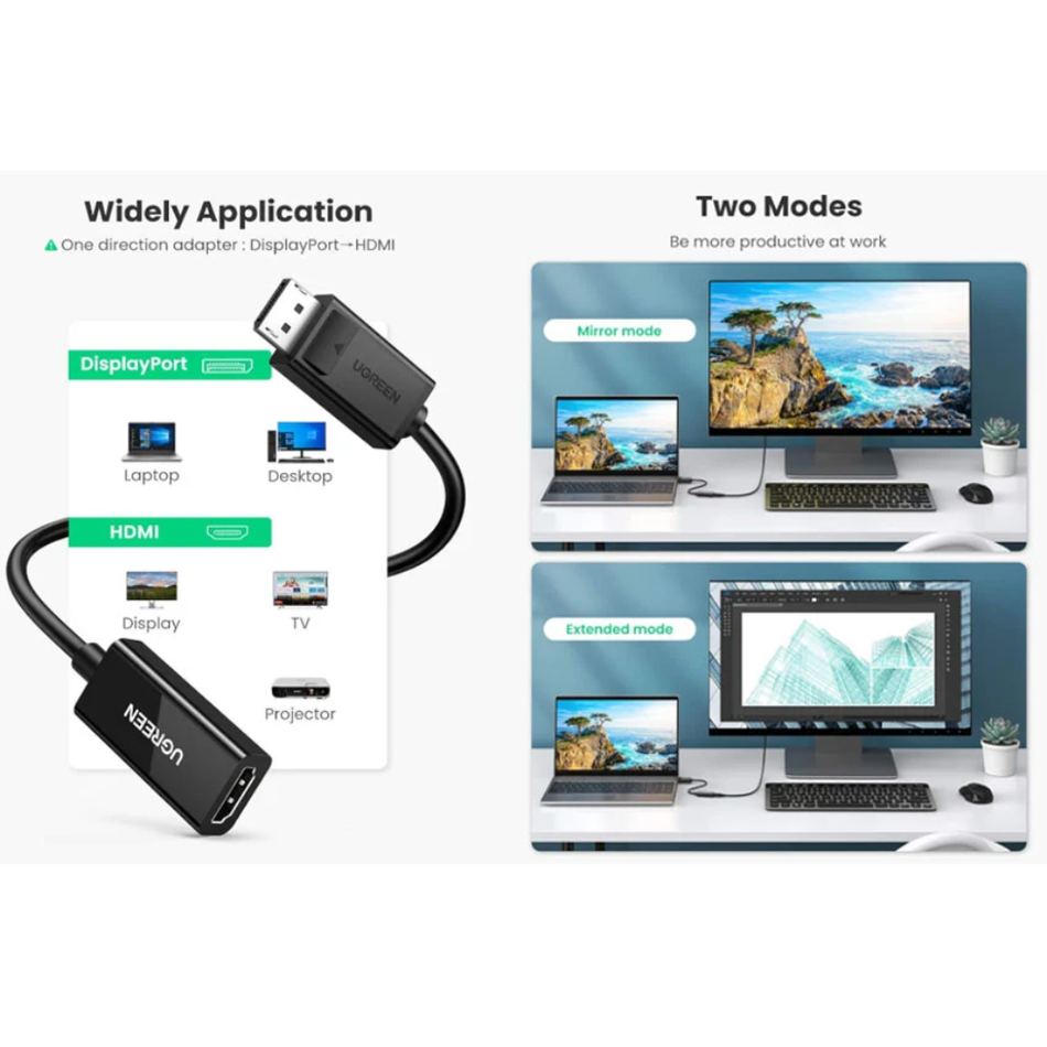 UGREEN 40363 - MM137 CONVERTIDOR DISPLAY PORT A HDMI HEMBRA 4K