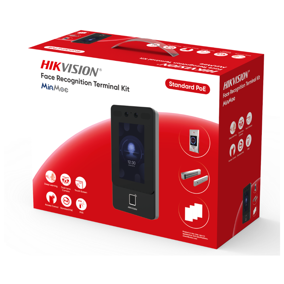 HIKVISION DS-KAS342 KIT DE CONTROL DE ACCESO WIFI POE DS-K1T342MFWX-E1 + CERRADURA + SOPORTE LZ + PULSADOR