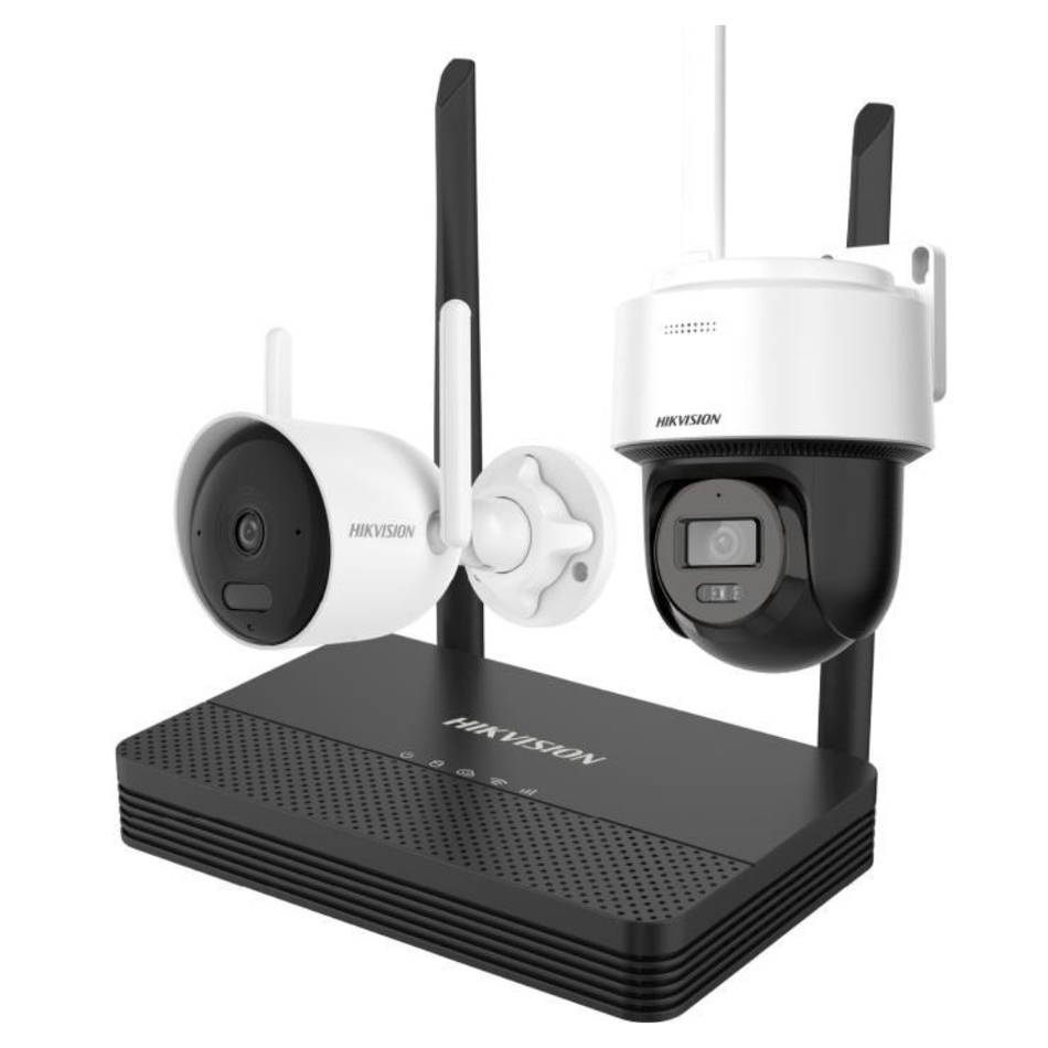 HIKVISION NKS424WBPH KIT DE VIDEOVIGILANCIA WIFI CON CÁMARA BALA 4 MP + CÁMARA DOMO PT 4 MP Y NVS