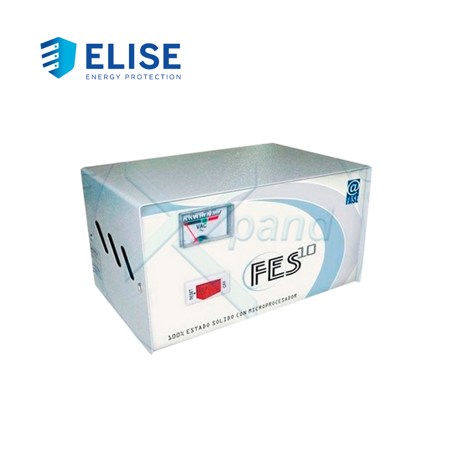 ESTABILIZADOR ELISE - FASE FES-10, SÓLIDO, 1.0KVA, 220V, 4 TOMAS A 220V, 1 TOMA A 110V.