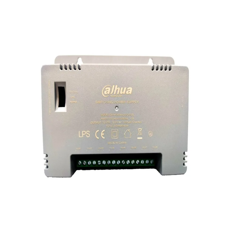DAHUA DH-PFM344D-8CH-US FUENTE DE ALIMENTACIÓN CONMUTADA 8 CANALES 12V DC 60W TOTAL SALIDAS AJUSTABLES (12/13.5/15V)