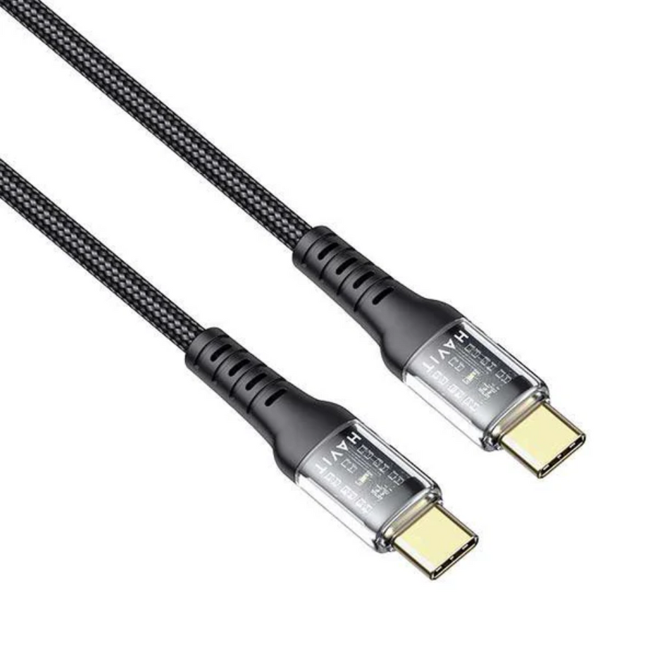 HAVIT CB6240 - CABLE USB TIPO C A C - NEGRO - 1 MTS - MATERIAL NYLON TRENZADO