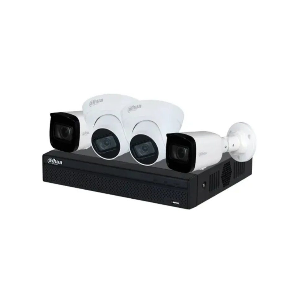 DAHUA DH-KIT/NVR1104HS-P-S3/H/2 KIT CCTV IP: NVR1104HS-P-S3/H (4CH POE) + 4 CAMARAS IP 2MP (BULLET + DOMO)