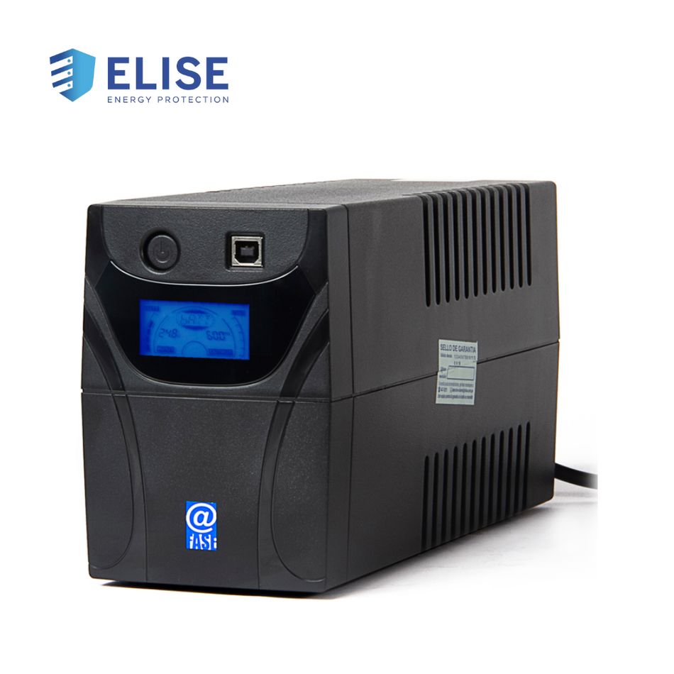 UPS INTERACTIVO ELISE @FASE, AUR-650-LCD-USB, 650VA / 360W, PUERTO INTELIGENTE USB-HID.
