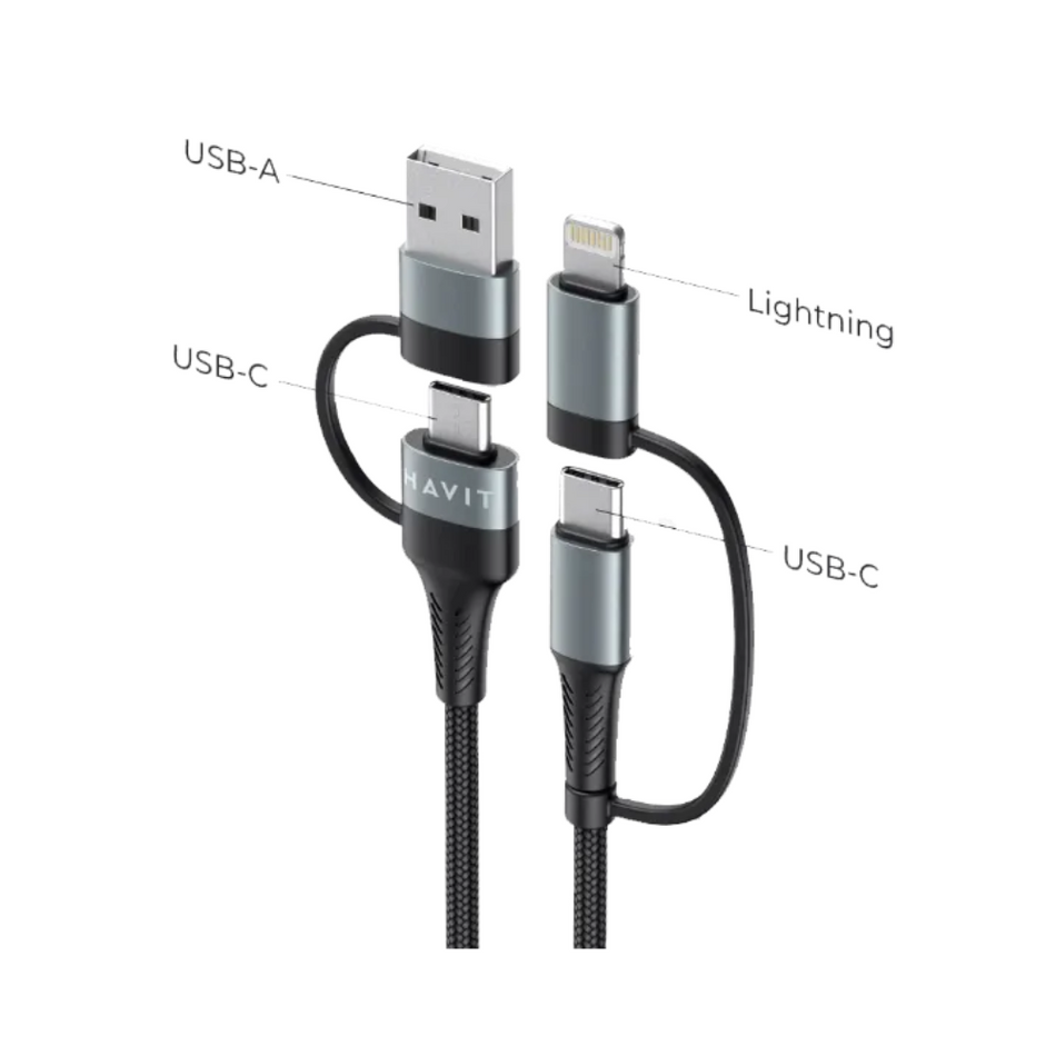 HAVIT CB6244 - CABLE USB - 1 USB - 1 LIGHTNING - 1 TIPO C - 1 MTS
