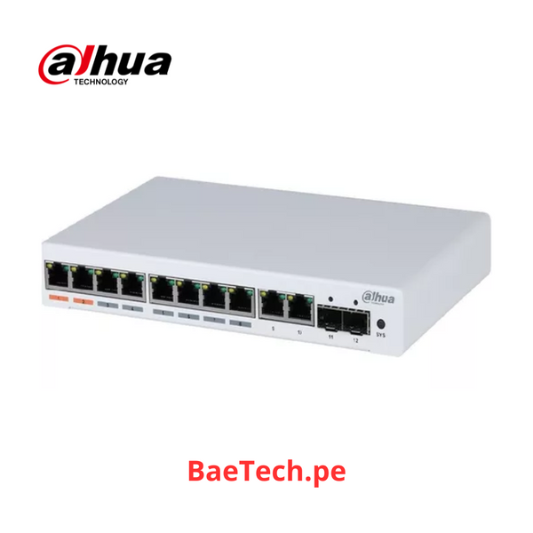 DAHUA Switch de 8 puertos POE Gigabit. Conmutador 10/100/1000. Potencia 96w - DH-PFS4212-8GT-96