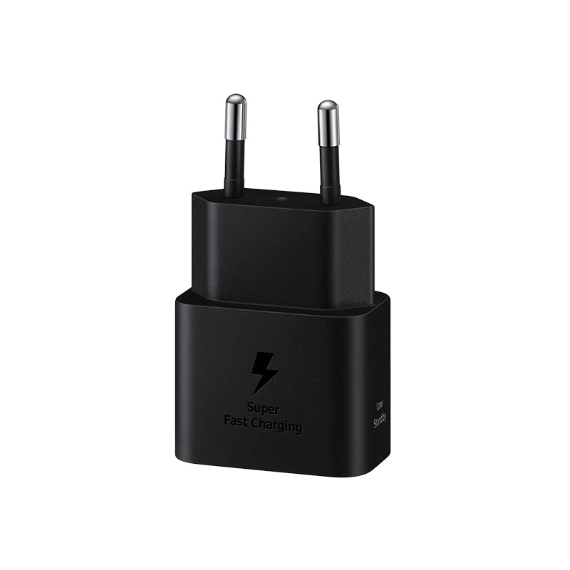 Adaptador de carga rápida USB-C (25W) con cable, color negro