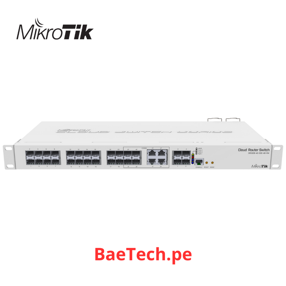MIKROTIK CRS328-4C-20S-4S+RM - CLOUD ROUTER SWITCH ADMINISTRABLE L3, 4 PUERTOS COMBO TP/SFP, 20 PUERTOS SFP, 4 PUERTOS SFP+