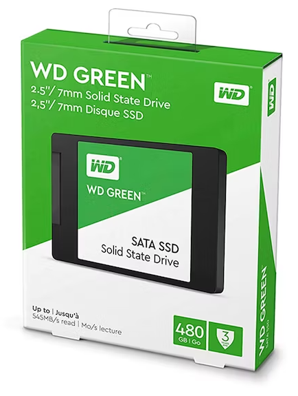 Unidad de estado solido Western Digital Green, WDS480G3G0A, 480GB, SATA 6Gb/s, 2.5", 7mm.