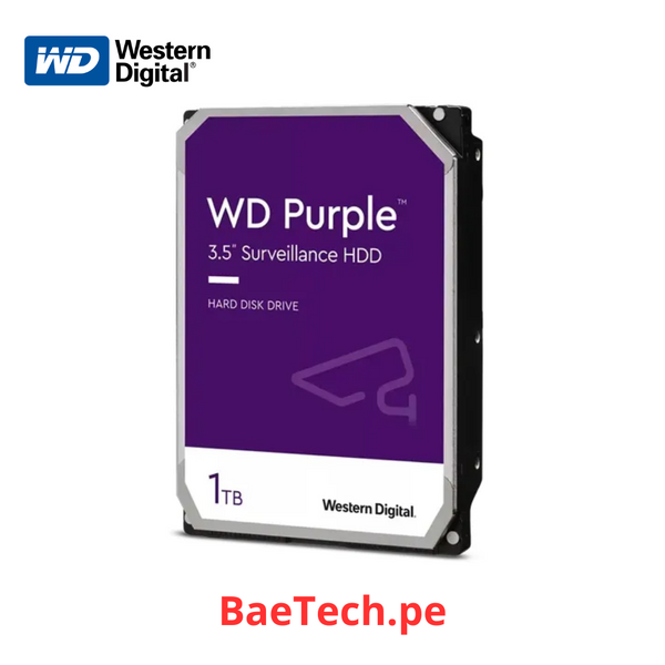 Disco duro Purpura 1TB WESTERN DIGITAL WD11PURZ almacenador de datos 3.5" 5400RPM 64MB. Para equipos de video vigilancia (industrial 24/7)
