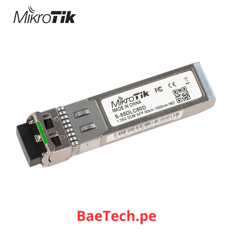 MIKROTIK S-55DLC80D - MÓDULO SFP 1.25G SM 80KM 1550NM CONECTOR LC DUAL DDM