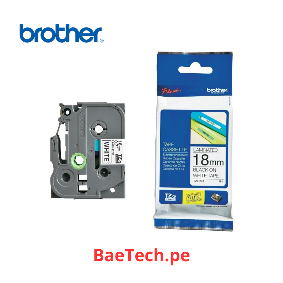 BROTHER TZE-241 - CINTA STD BLANCO 18MM (TZE-241)