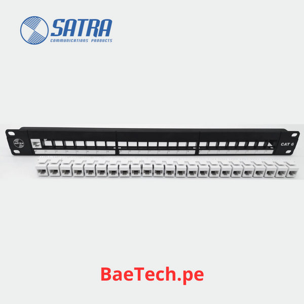 Patch panel Categoria 6 de 24 puertos SATRA 0102022404 Panel de conexion modular cargado con jacks