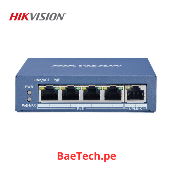 Switch Poe 4 Puertos Gigabit HIKVISION DS-3E0505P-E/M Conmutador 10/100/1000 no administrable