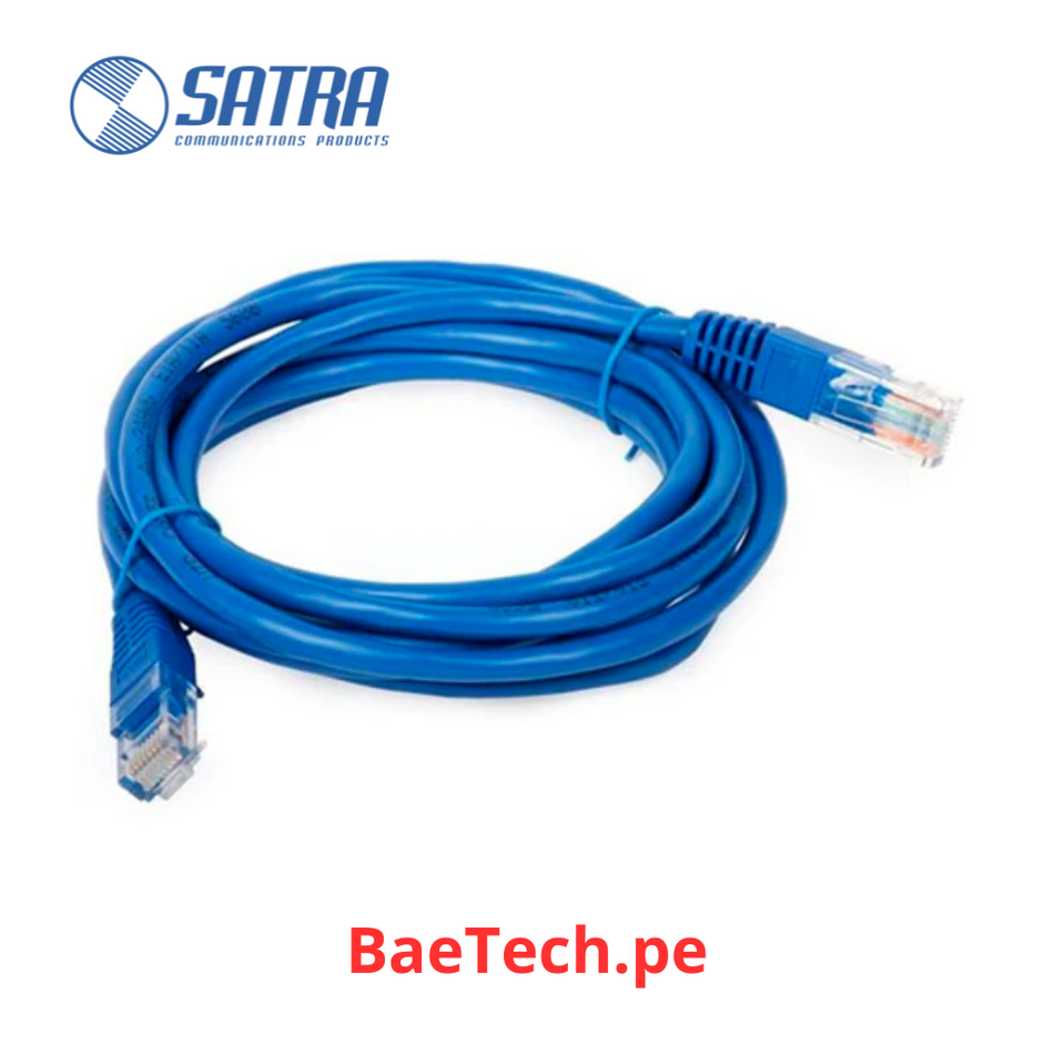Patch cord Cat 5E x 3m SATRA 101030304 Cable de red preparado color azul cert. UL/ETL