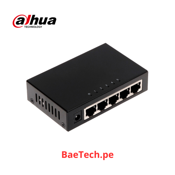 DAHUA Switch de 5 puertos Gigabit. Conmutador no administrable 10/100/1000. Carcasa metal - DH-PFS3005-5GT