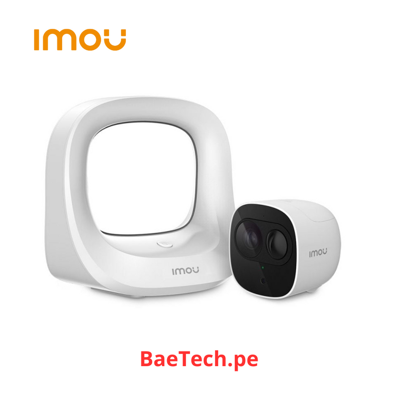 Kit camara wifi con bateria IMOU KIT-WA1001-300/1-B26E Full hd 2mp, lente 2.8mm. Incluye camara con estacion base. Duracion de la bateria 6 meses