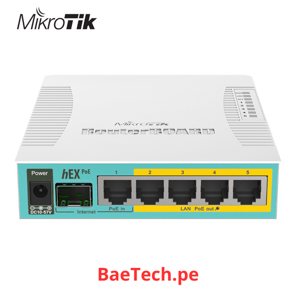 MIKROTIK RB960PGS - (HEX POE) ROUTERBOARD 5 PUERTOS GIGABIT ETHERNET POE 802.3AT, 1 PUERTO USB