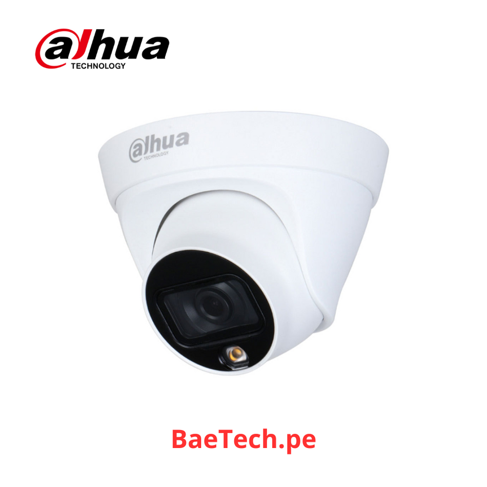 DAHUA IPC-HDW1239T1-LED-0280B-S5 - CAMARA DOMO IP | FULL-COLOR | 2.0 MP | H.265+ | DWDR | LED 15M | IP67 | PoE
