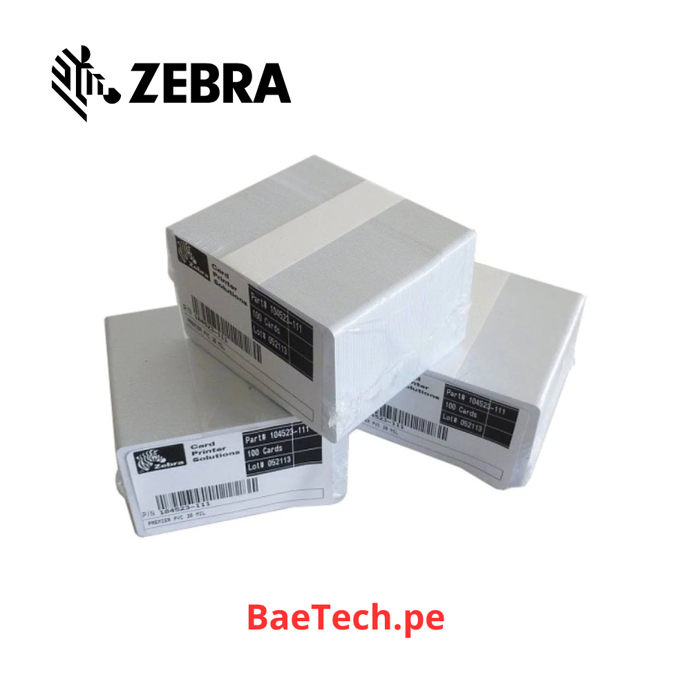 ZEBRA 104523-111 - TARJETA PVC PARA CARNET O FOTOCHECK - PACK 100UNID ...