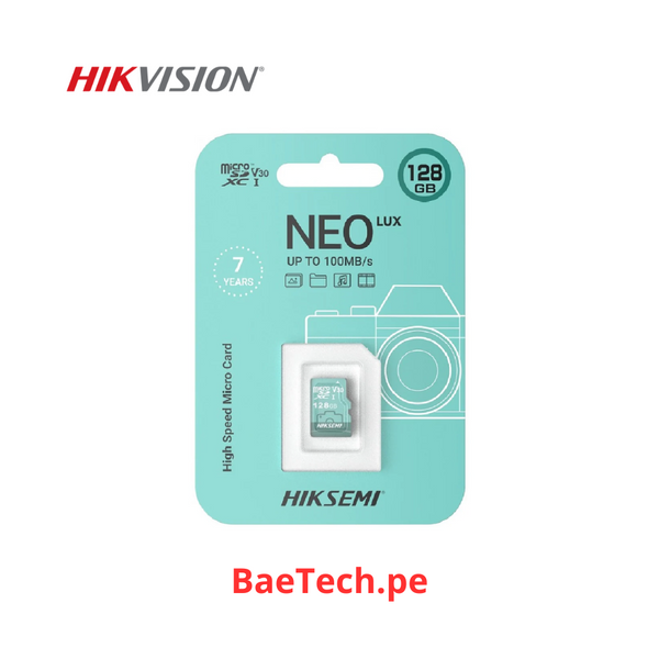 HIKVISION NEO LUX Memoria MicroSD 128GB Exclusivo para Videovigilancia 24x7 - HS-TF-D3/128G