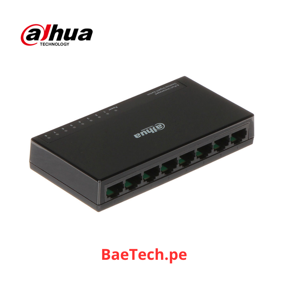 DAHUA SWITCH GIGABIT / 8 PUERTOS / 10/100/1000 - PFS3008-8GT-L