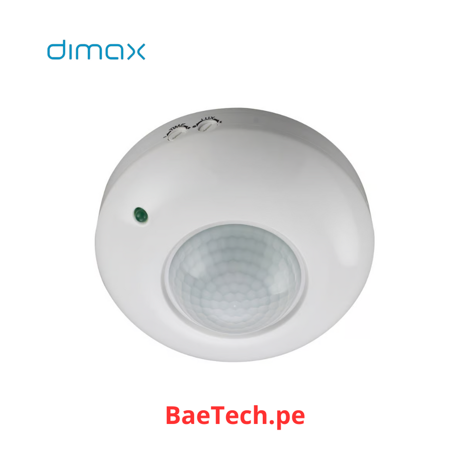 DIMAX DS-W-P19B - SENSOR DE ILUMINACION DE TECHO EN UN RANGO DE 360 GRADOS, 3 DETECTORES, 10SEC-7MIN, COLOR BLANCO