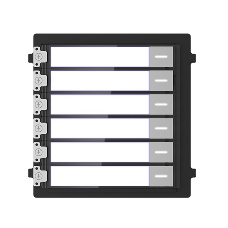 Modulo de 6 botones mulitdepartamentos HIKVISION DS-KD-KK estacion de frente de calle para videoportero IP65.