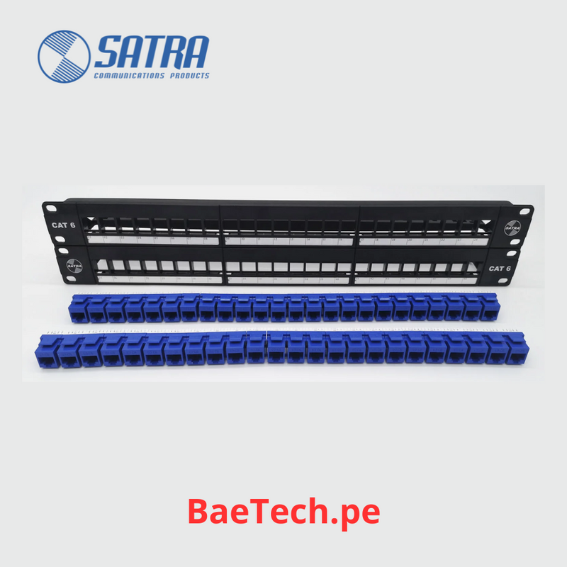 Pacth panel Cat 6 de 48 puertos SATRA 0102024804 Panel de conexion modular cargado con jacks