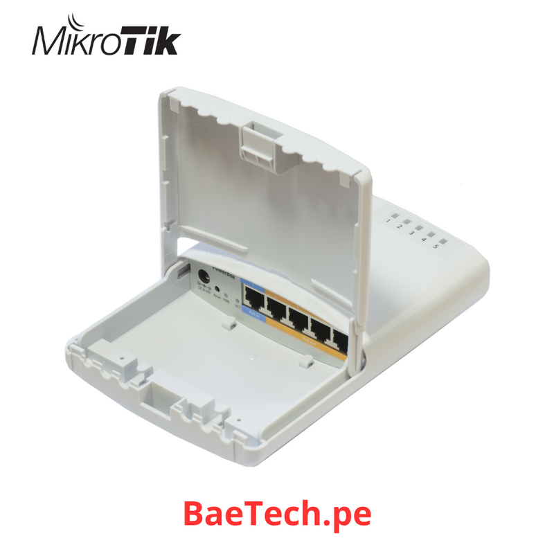 MIKROTIK RB750P-PBr2 - (POWERBOX) ROUTERBOARD, 5 PUERTOS FAST ETHERNET CON POE PASIVO, PARA EXTERIOR