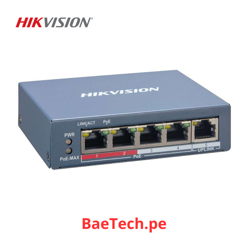 HIKVISION DS-3E1105P-EI/M SWITCH 4 PUERTOS POE + MONITOREADO - 12VDC/220V