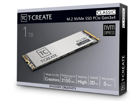 Unidad en estado solido Teamgroup T-CREATE CLASSIC 1TB PCIe 3.0 x4 con NVMe 1.3