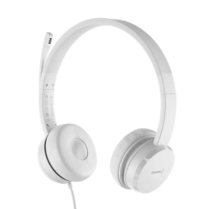 Auriculares Estereo con Microfono Lenovo 110, Interfaz USB Tipo-A, Color Cloud Gris