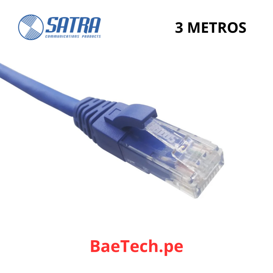 Patch cord Cat 6 x 3m SATRA 102030304 Cable de red preparado color azul y rojo cert. UL/ETL
