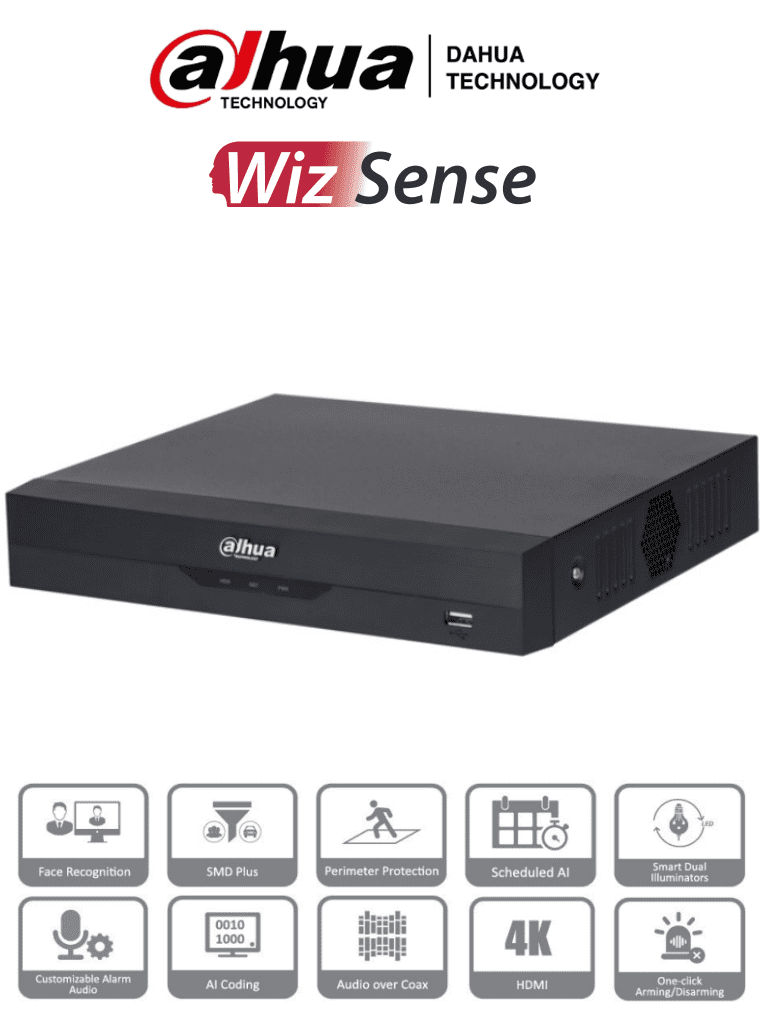 DAHUA XVR5104HS-4KL-I3 - GRABADOR XVR 4 CANALES/ 4K/ 1HDD-10TB/IA/IOT