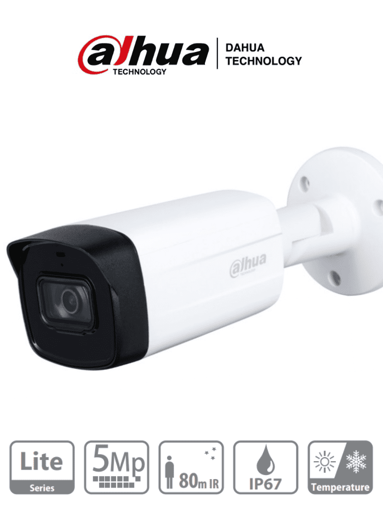 Camara de vigilancia 5MP DAHUA HAC-HFW1500TH-I8 tubo HDCVI FULL HD 2K IR 80mts